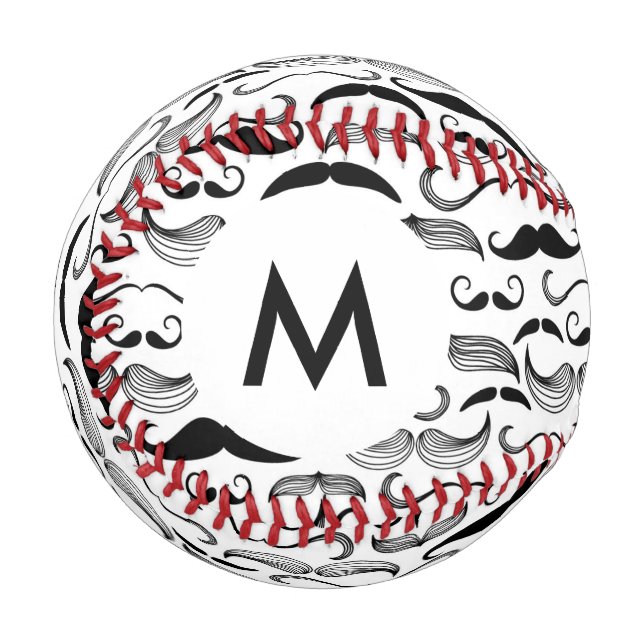 Monogram A Gentlemen's Club. Mustache pattern 2 Baseball (Front Left)