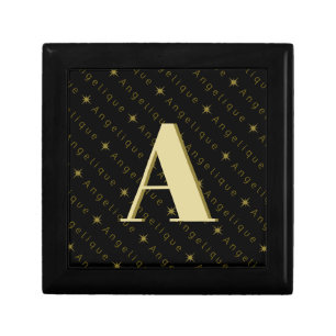 Monogram A Gold Black Gift Box