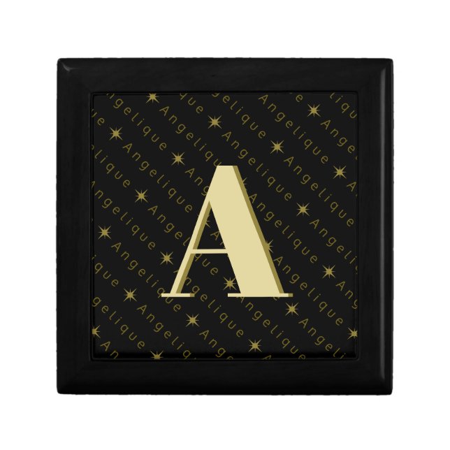 Monogram A Gold Black Gift Box (Front)