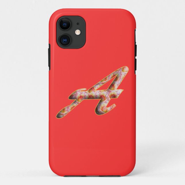 Monogram A in Roses Pattern Iphone 5 Case (Back)