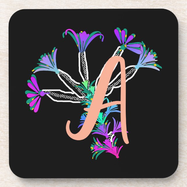 Monogram A Initial  Beverage Coaster (Front)