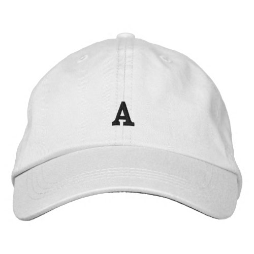 Monogram A Initial White Color Embroidered Hat Cap