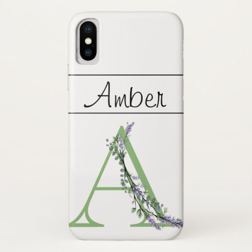 Monogram A Lavender Eucalyptus iPhone X Case