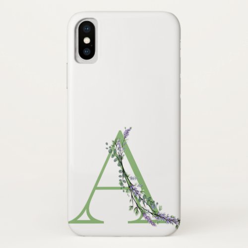 Monogram A Lavender Eucalyptus iPhone X Case