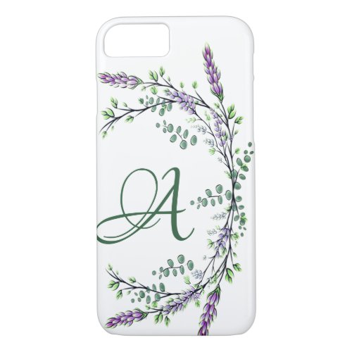 Monogram A Lavender Eucalyptus iPhone 87 Case