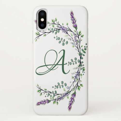 Monogram A Lavender Eucalyptus iPhone X Case