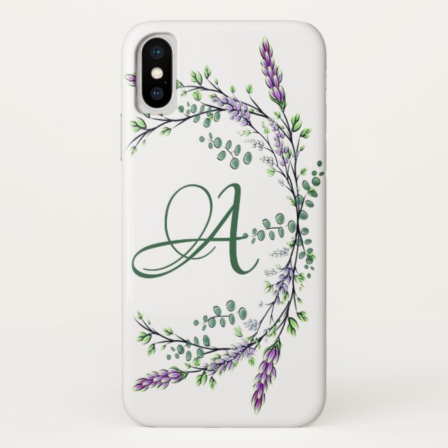 Monogram A Lavender Eucalyptus Case-Mate iPhone Case (Back)