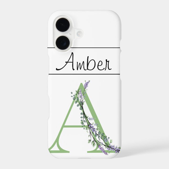 Monogram A Lavender Eucalyptus Iphone Case (Back)