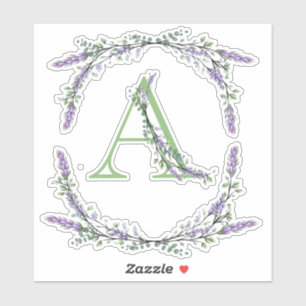 Monogram A Lavender Eucalyptus Sticker