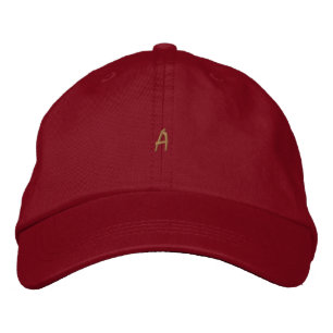Monogram A Letter Printed Red Elegant Hat- Cap