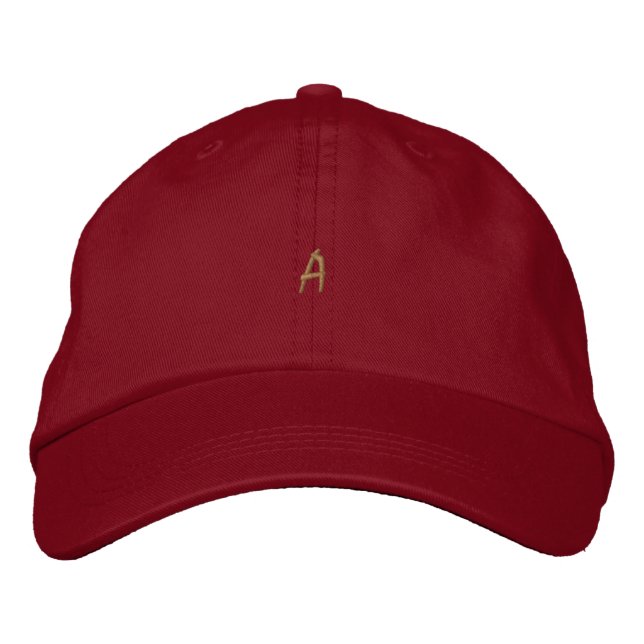 Monogram A Letter Printed Red Elegant Hat- Cap (Front)