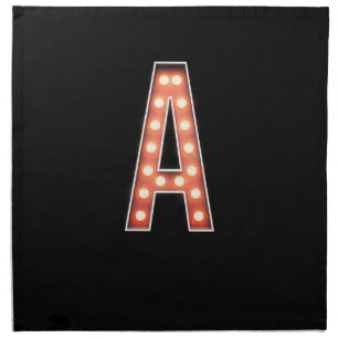 Monogram A Marquee Lights Cloth Napkin