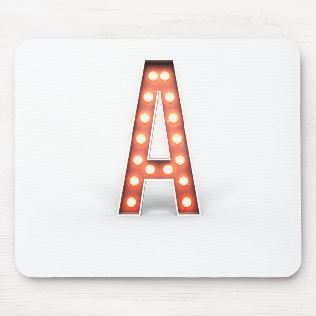 Monogram A Marquee Lights Mouse Pad (Front)