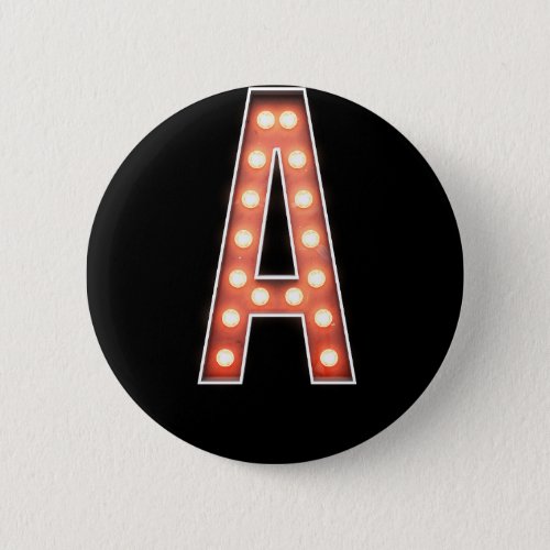 Monogram A Marquee Lights Pinback Button