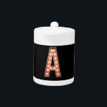 Monogram A Marquee Lights Teapot<br><div class="desc">Unique monogram features Letter A in vintage Marquee Theater Lights</div>