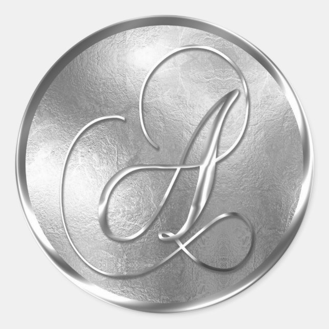 Monogram A NONMETALLIC Silver Envelope Seal (Front)