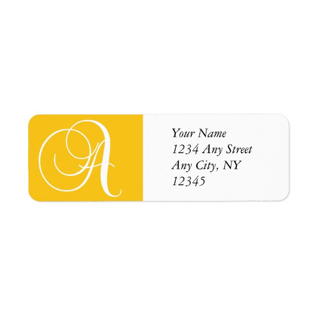 Monogram A Return Address Labels Yellow (Front)