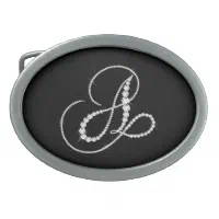 Monogram Letter F Personalized Silver Belt Buckle Rhinestone 