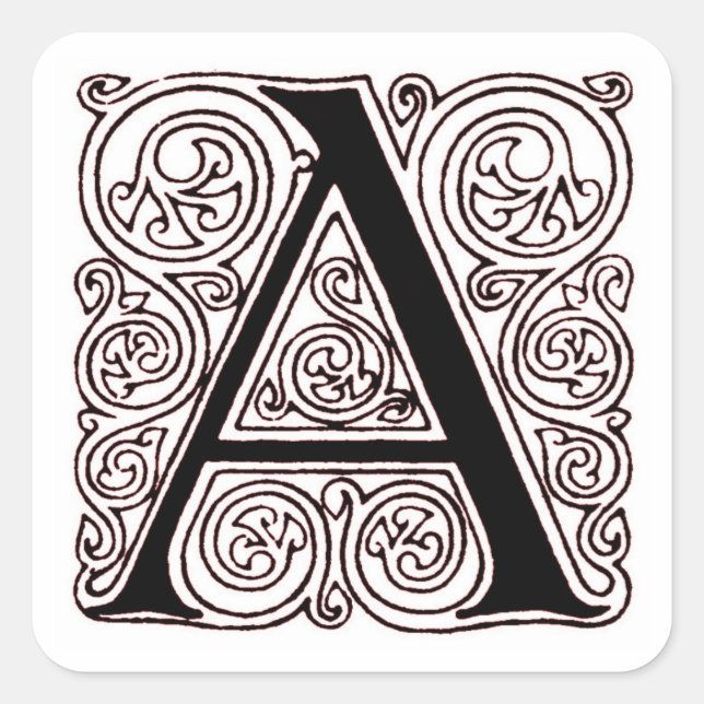 Monogram 'A' With Dark Red Swirls - Sticker (Front)