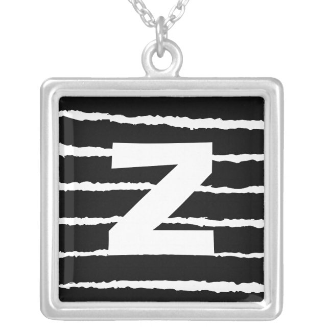 Monogram Abstract 0117 Silver Plated Necklace (Front)