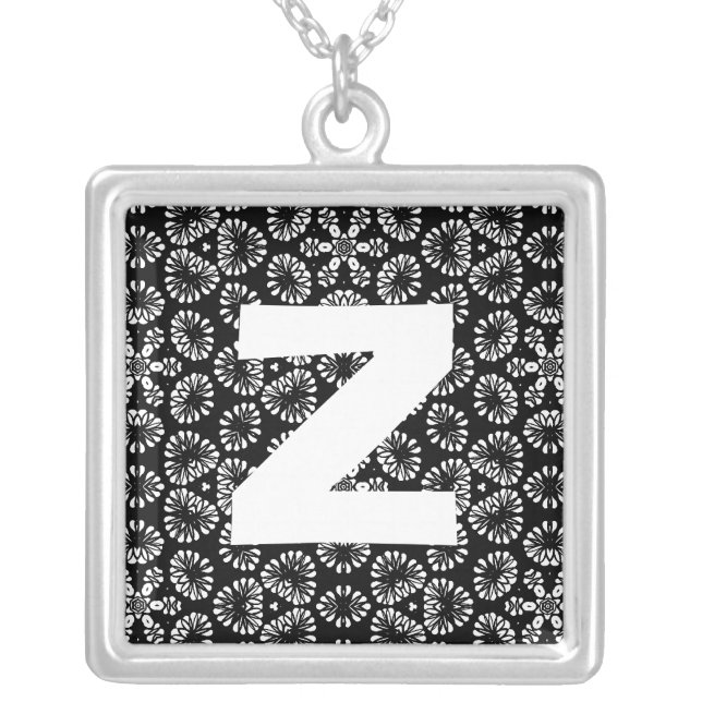 Monogram Abstract 0118 Silver Plated Necklace (Front)
