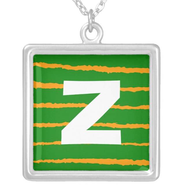 Monogram Abstract 0140 Silver Plated Necklace (Front)