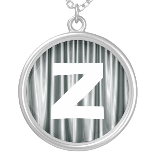 Monogram Abstract 034 Silver Plated Necklace (Front)