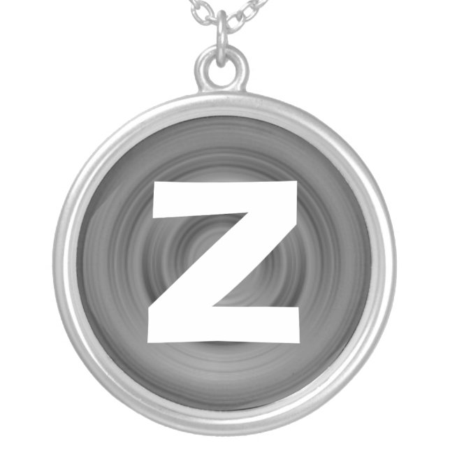 Monogram Abstract 057 Silver Plated Necklace (Front)