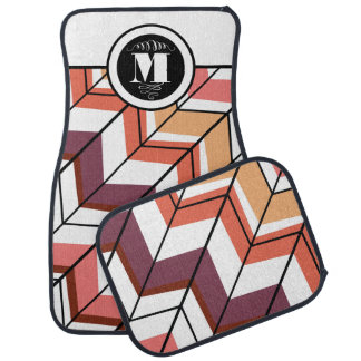 Monogram Abstract Arrows Pink Peach Eggplant Coral Car Floor Mat