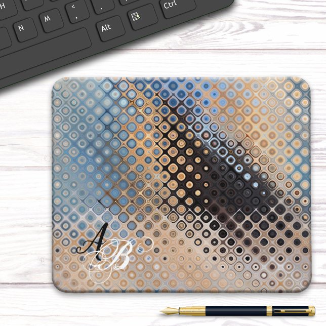 Monogram Abstract Art Glass Dots Mouse Pad (Creator Uploaded)