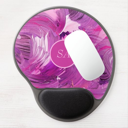 Monogram Abstract Art Purple Pink Brush Stroke