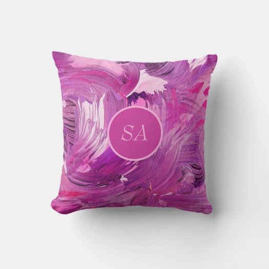 Monogram Abstract Art Purple Pink Brush Stroke