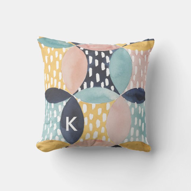 Monogram | Abstract Circle Pattern Throw Pillow (Front)