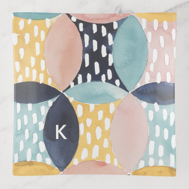 Monogram | Abstract Circle Pattern Trinket Tray (Front)