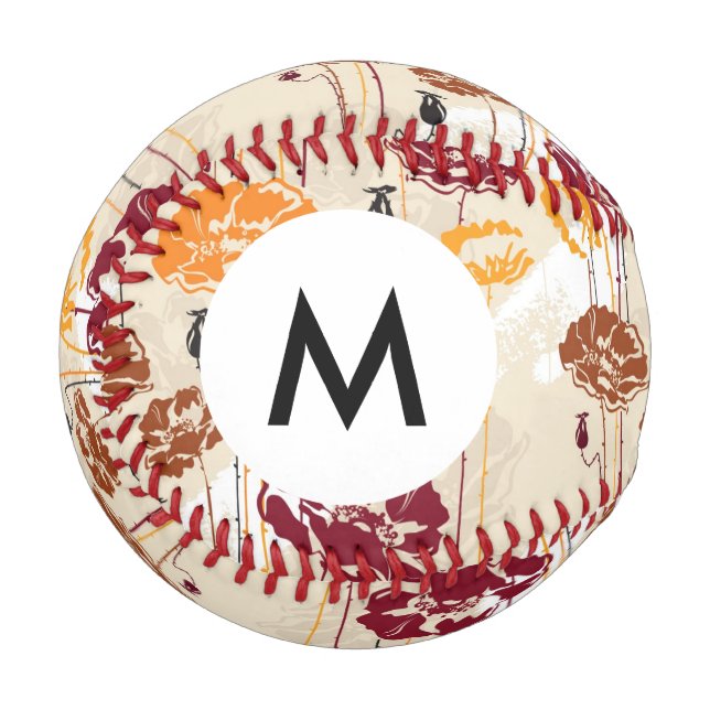 Monogram Abstract Elegance floral pattern 4 Baseball (Front Left)
