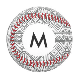 Monogram Abstract Geometric Aztec Pattern 2 Baseball
