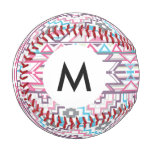 Monogram Abstract Geometric Aztec Pattern 3 Baseball