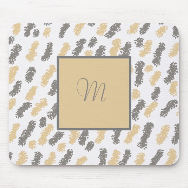 Monogram Abstract Gray Taupe Mouse Pad (Front)