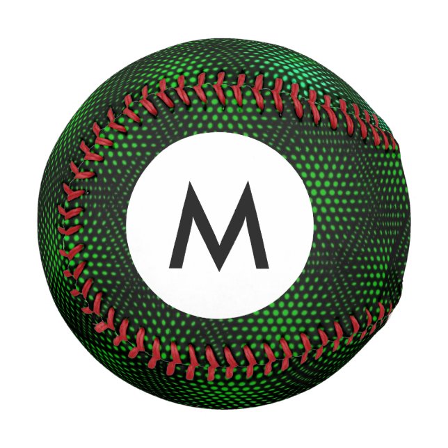 Monogram Abstract Green Background Baseball (Front Left)