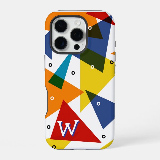 Monogram Abstract Modern Triangles  Iphone Case (Back)