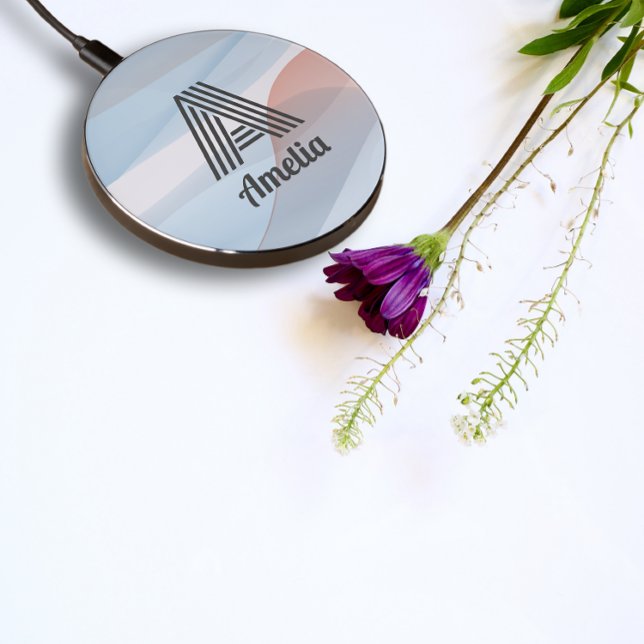 Monogram abstract pastel initial wireless Charger (Creator Uploaded)