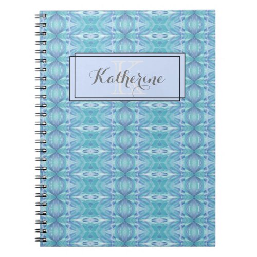 Monogram Abstract Pattern Blue _ Notebook