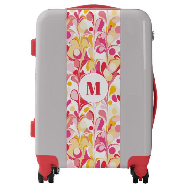 Monogram Abstract Pattern Pink Luggage (Front)