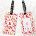 Monogram Abstract Pattern Pink Luggage Tag<br><div class="desc">Fun modern abstract marbled pattern in pink,  orange and yellow.  Change the monogram initial and details on the back to personalize.</div>