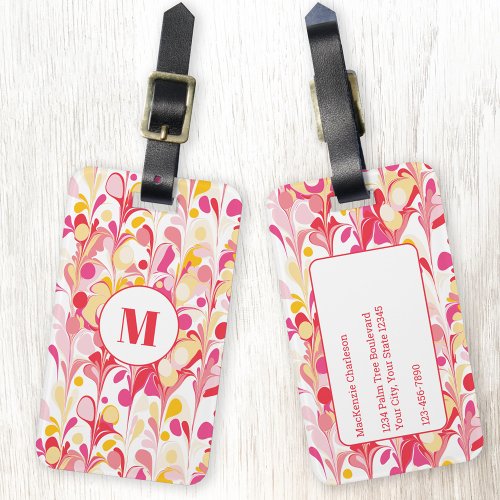 Monogram Abstract Pattern Pink Luggage Tag