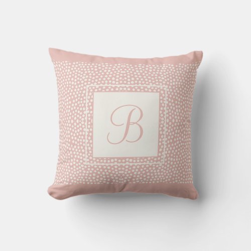 Monogram Abstract Peach Cream  Throw Pillow