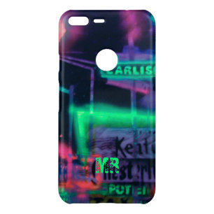 Monogram Abstract Purple Green Neon Lights Uncommon Google Pixel XL Case