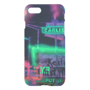 Monogram Abstract Purple Green Neon Lights iPhone SE/8/7 Case