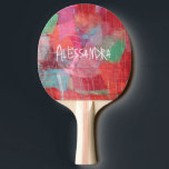 Monogram abstract red pink girly pretty ping pong paddle<br><div class="desc">Girly pretty cool ping pong paddle with abstract design pattern inspired from my unique contemporary textile embroidery .Colorful, vibrant vivid bright bold color scheme, nuances of red, pink, green, blue, gray. For you or as a creative original thoughtful and useful gift for her.It can be personalize customize with a name...</div>