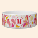 Monogram Abstract Retro Marble Pattern Bowl<br><div class="desc">Fun modern abstract marbled pattern in pink,  orange and yellow.  Original art by Nic Squirrell. Change the monogram initial to personalize.</div>